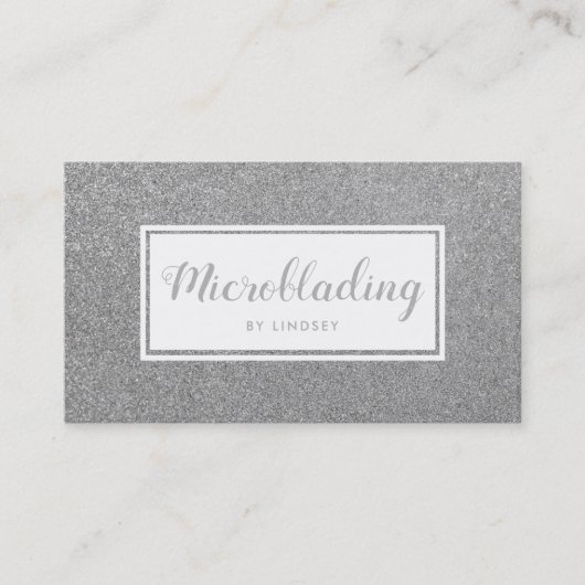 Silver Sparkle Glitter Microblading Therapit Visitekaartje (Voorkant)