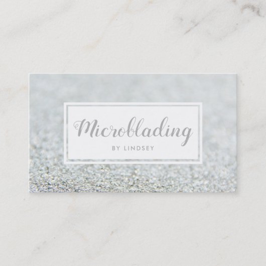 Silver Sparkle Glitter Microblading Visitekaartje (Voorkant)