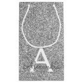 Silver Sparkle Glitter Monogram Naam en Initiaal Klein Cadeauzakje (Achterkant)