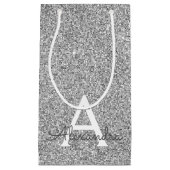 Silver Sparkle Glitter Monogram Naam en Initiaal Klein Cadeauzakje (Voorkant)