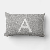 Silver Sparkle Glitter Monogram Naam en Initiaal Kussen (Voorkant)