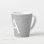Silver Sparkle Glitter Monogram Naam en Initiaal Latte Mok (Rechterhoek)