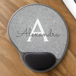 Silver Sparkle Glitter Monogram Name Mousepad Gel Muismat<br><div class="desc">Silver Sparkle Glitter Monogram Naam Monogram Mousepad. Deze Mousepad kan worden aangepast om uw voornaam op te nemen. Neem contact op met de ontwerper voor aangepaste overeenkomende items.</div>