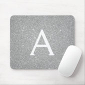 Silver Sparkle Glitter Monogram Name Mousepad Muismat (Met muis)