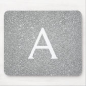 Silver Sparkle Glitter Monogram Name Mousepad Muismat (Voorkant)