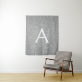 Silver Sparkle Glitter Monogram Tapestry Wandkleed (In situ)