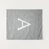 Silver Sparkle Glitter Monogram Tapestry Wandkleed (Voorkant (horizontaal))