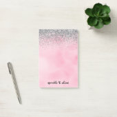 Silver Sparkle Glitter Pink Waterverf Post-it® Notes (Kantoor)