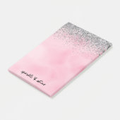 Silver Sparkle Glitter Pink Waterverf Post-it® Notes (Schuin)