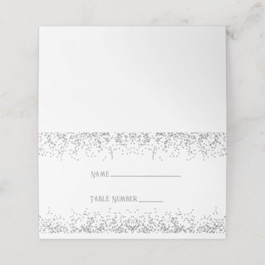 Silver Sparkle Glitter Place Card Plaatskaartje (Buitenkant ongevouwen)