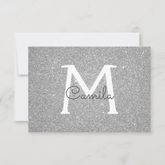 Silver Sparkle Glitter Quinceanera De datum opslaa Save The Date (Voorkant)