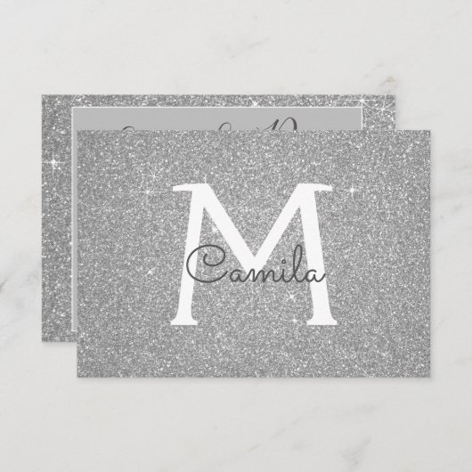 Silver Sparkle Glitter Quinceanera De datum opslaa Save The Date (Voorkant / Achterkant)