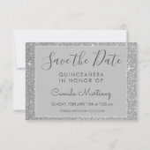 Silver Sparkle Glitter Quinceanera De datum opslaa Save The Date (Achterkant)