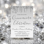 Silver Sparkle Glitter Quinceanera Viering Kaart
