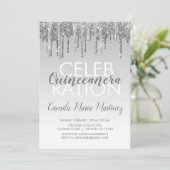Silver Sparkle Glitter Quinceanera Viering Kaart (Staand voorkant)