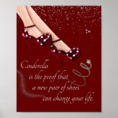 Silver Sparkle Glitter Red Polka Dot Shoes Poster (Voorkant)