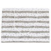 Silver Sparkle Glitter Stripes Stippen Groot Cadeauzakje (Voorkant)