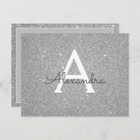 Silver Sparkle Glitter Sweet 16 Save the Date (Voorkant / Achterkant)