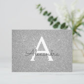 Silver Sparkle Glitter Sweet 16 Save the Date (Staand voorkant)