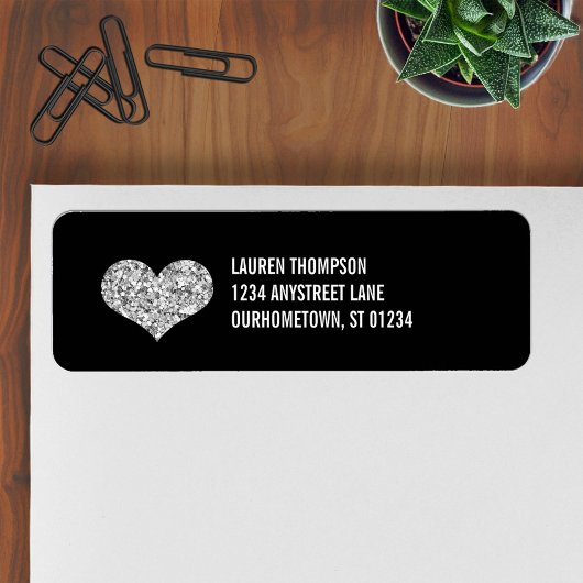 Silver Sparkle Heart Etiket