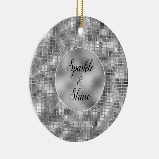 Silver Sparkle Keramisch Ornament (Rechts)