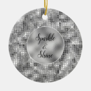 Silver Sparkle Keramisch Ornament