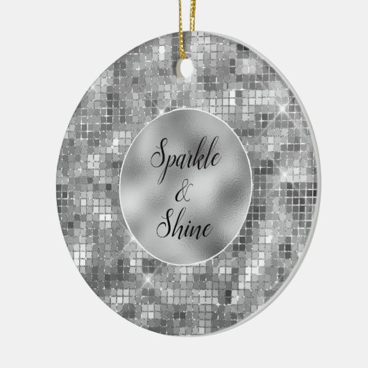 Silver Sparkle Keramisch Ornament (Links)
