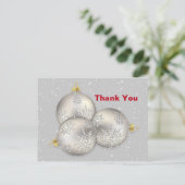 Silver Sparkle Kerstmis Bauble Grafisch Dank u Briefkaart (Staand voorkant)