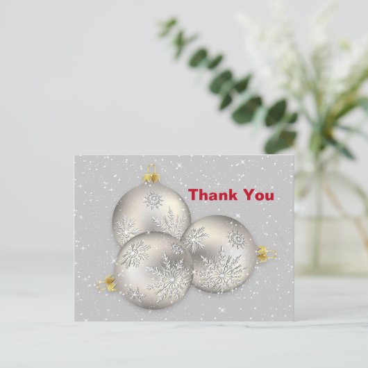 Silver Sparkle Kerstmis Bauble Grafisch Dank u Briefkaart (Staand voorkant)