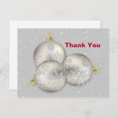 Silver Sparkle Kerstmis Bauble Grafisch Dank u Briefkaart (Voorkant / Achterkant)