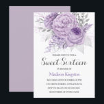 Silver Sparkle Lavender Sweet Sixteen Invite Kaart<br><div class="desc">Silver Sparkle Lavender Sweet Sixteen nodigt uit om collectie in niche en nestwinkel te bekijken</div>