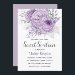 Silver Sparkle Lavender Sweet Sixteen Invite Kaart<br><div class="desc">Silver Sparkle Lavender Sweet Sixteen nodigt uit om collectie in niche en nestwinkel te bekijken</div>