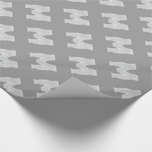 Silver Sparkle Letter M Cadeaupapier (Hoek)