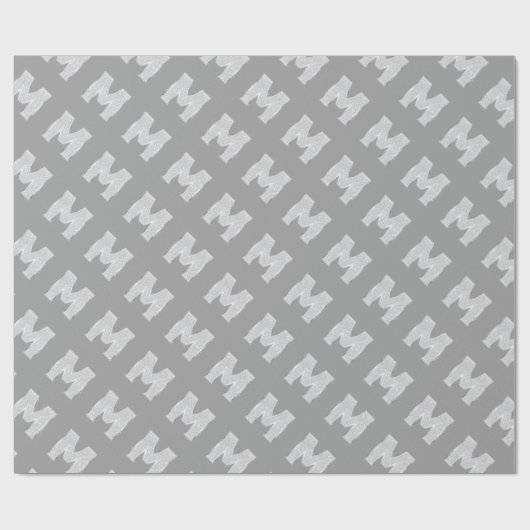 Silver Sparkle Letter M Cadeaupapier (Vlak)