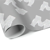 Silver Sparkle Letter M Cadeaupapier (Rol Hoek)