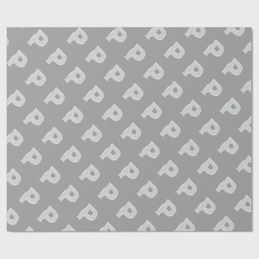 Silver Sparkle Letter P Cadeaupapier (Vlak)