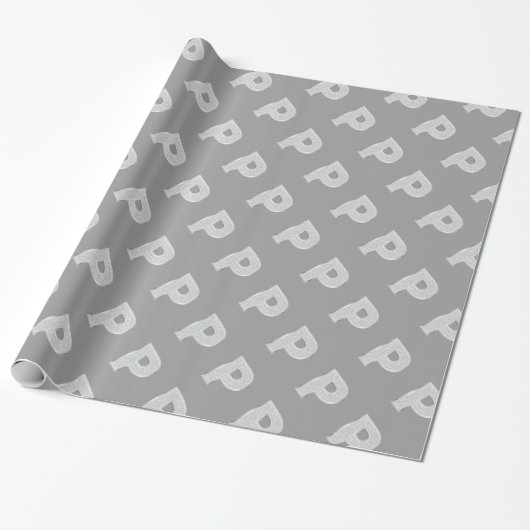 Silver Sparkle Letter P Cadeaupapier (Uitgerold)