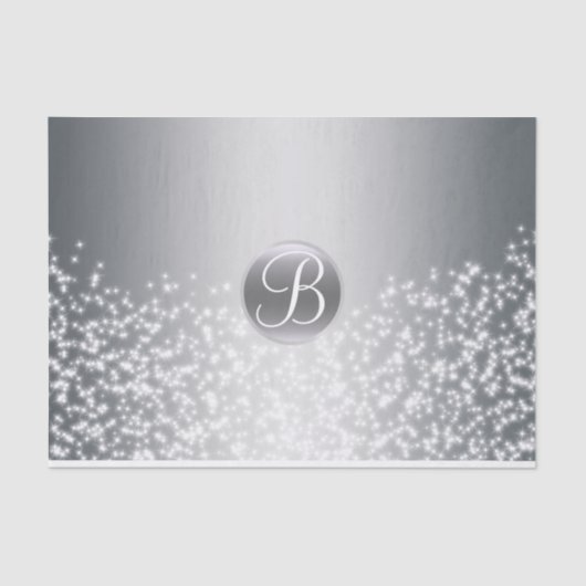 Silver Sparkle Lights Monogram Letter Initiaal Tissuepapier (Voorkant)