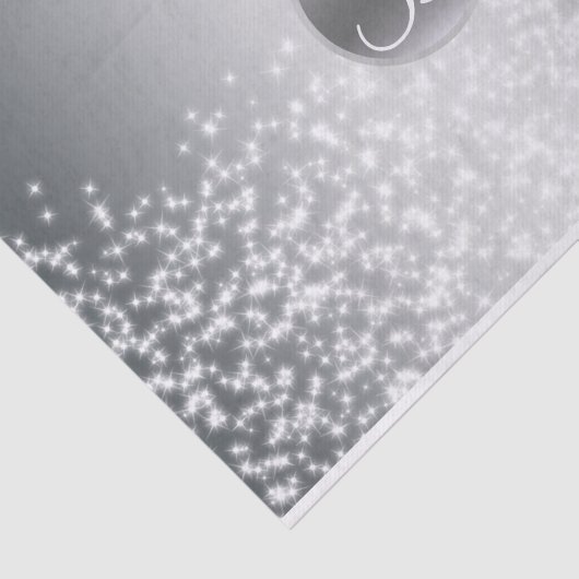 Silver Sparkle Lights Monogram Letter Initiaal Tissuepapier (Detail)