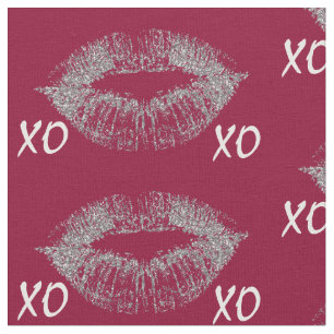 Silver Sparkle Lips XOXO Stof