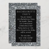 Silver Sparkle Look Bachelorette Party Uitnodiging (Voorkant / Achterkant)