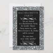 Silver Sparkle Look Bachelorette Party Uitnodiging (Voorkant)