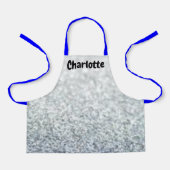 Silver Sparkle Look Blauw Strings Meisje Diva Styl Schort (Voorkant)