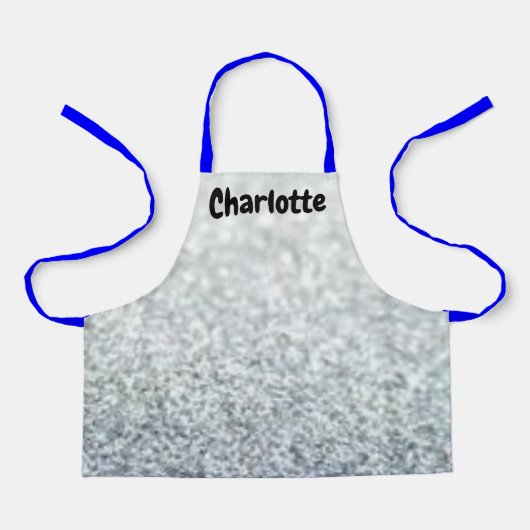 Silver Sparkle Look Blauw Strings Meisje Diva Styl Schort (Voorkant)