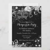 Silver Sparkle Magical Night Masquerade Invitation Kaart (Voorkant)