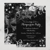 Silver Sparkle Magical Night Masquerade Invitation Kaart (Voorkant / Achterkant)