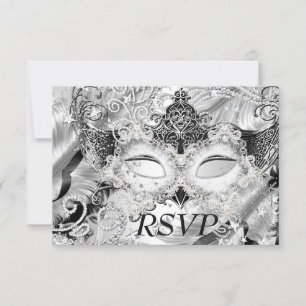 Silver Sparkle Mask Masquerade Party RSVP