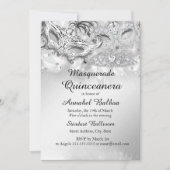 Silver Sparkle Masquerade Quinceanera Party Kaart (Voorkant)