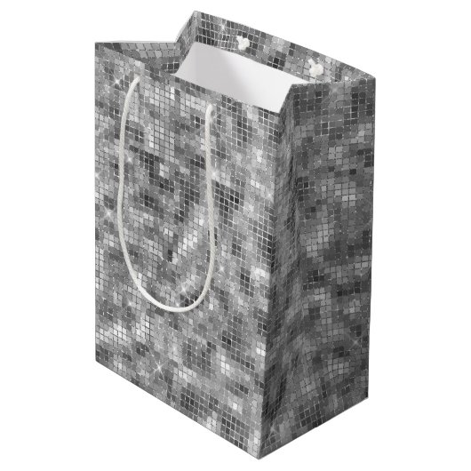 Silver Sparkle Medium Cadeauzakje (Achterkant Gekanteld)