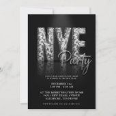 Silver Sparkle Nieuwe Jaren Uitnodiging van de Eve (Voorkant)